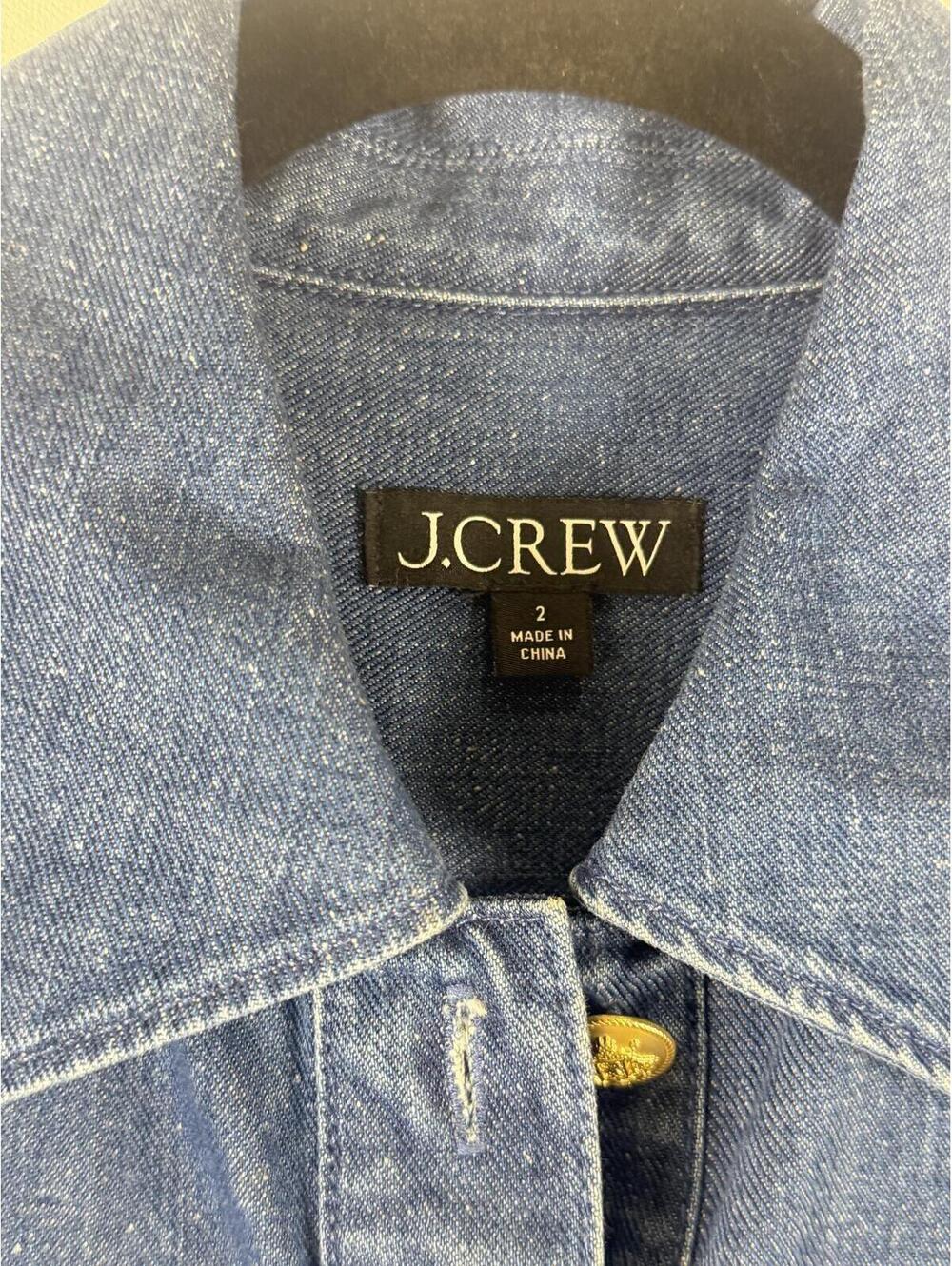 J.Crew Utility Pocket Denim Mini Dress Gold Buttons Short Sleeve Blue Size 2 - Picture 4 of 6